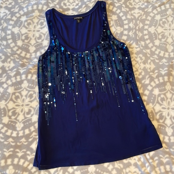Express Tops - Express navy sequin tank, small
